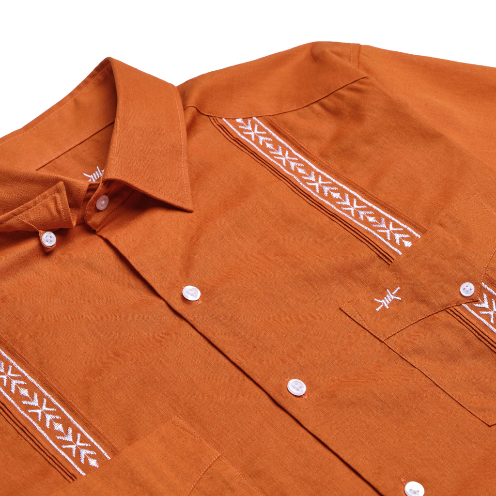 Tejas Guayabera - Burnt Orange