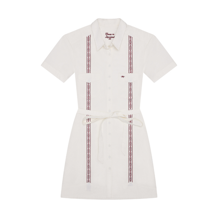 Tejas Guayabera Dress - Maroon