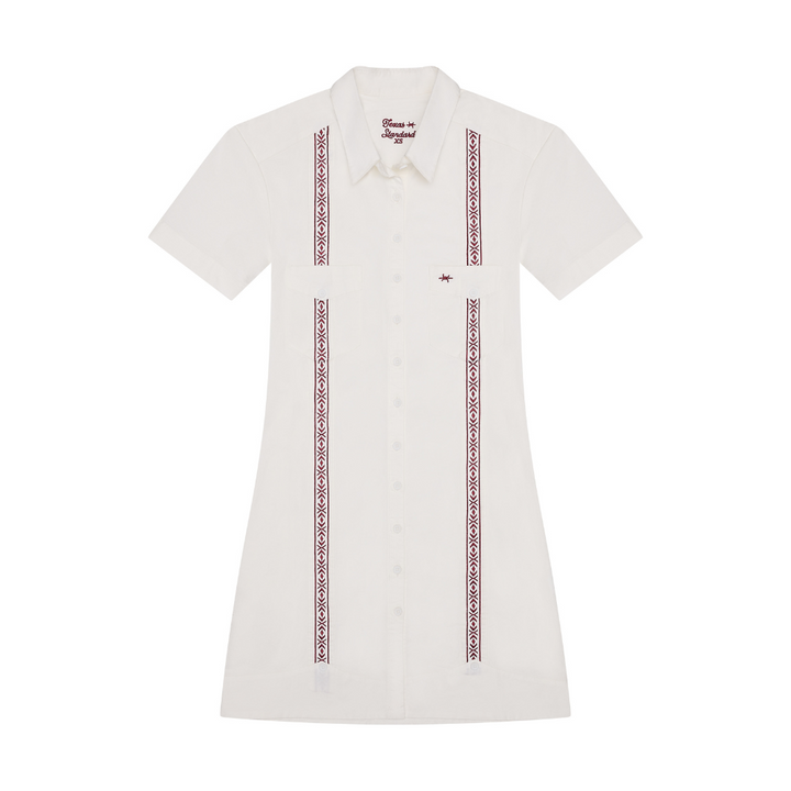 Tejas Guayabera Dress - Maroon