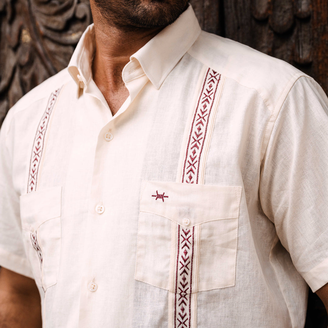 Tejas Guayabera - Maroon