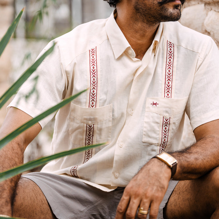 Tejas Guayabera - Maroon