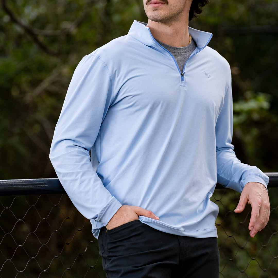 Performance Hybrid Quarter Zip - Bayou Blue