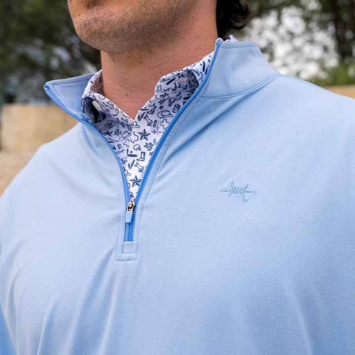 Performance Hybrid Quarter Zip - Bayou Blue