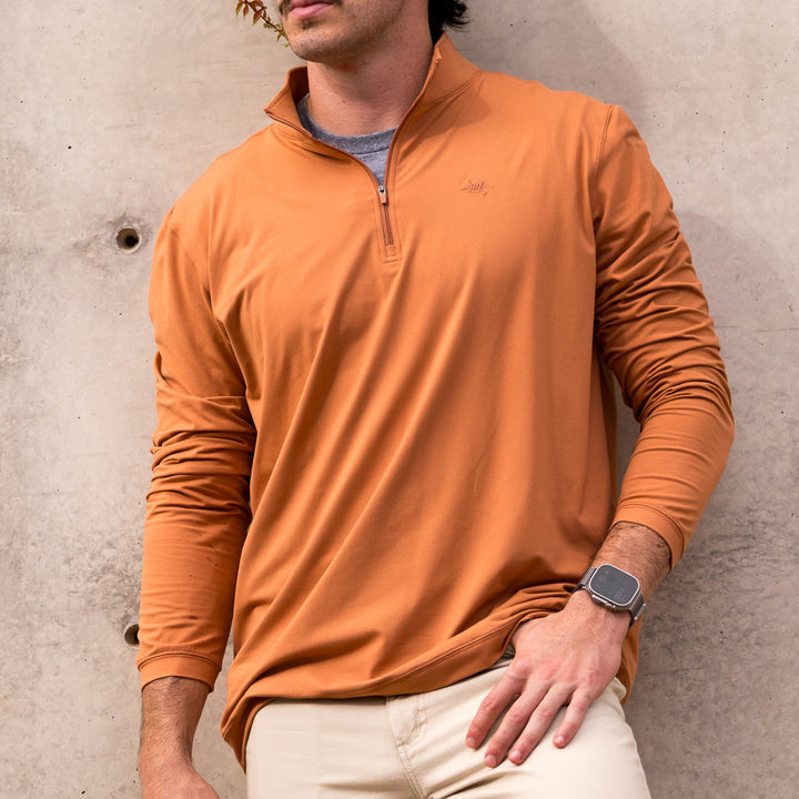 Performance Hybrid Quarter Zip - Burnt Orange